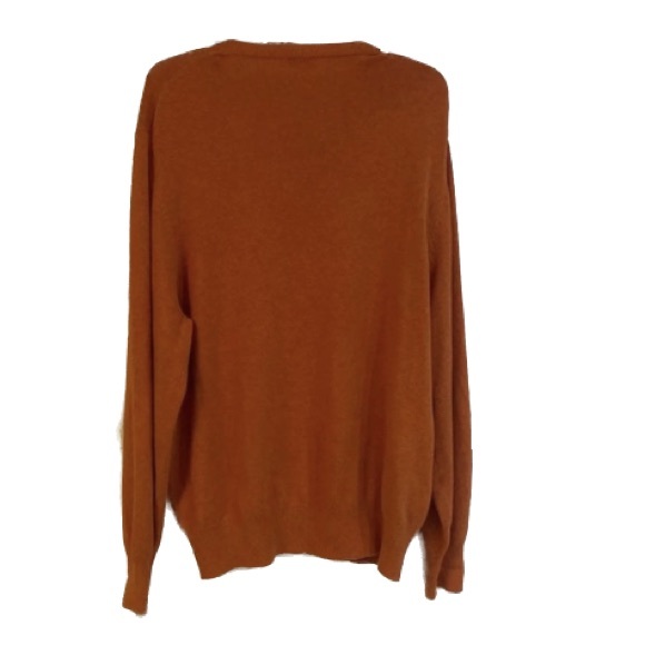 J. McLaughlin Men’s Burnt Orange V-Neck Cotton Blend Size Large Sweater - Picture 2 of 6